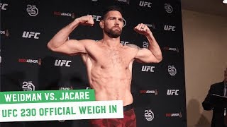 UFC 230 Official Weigh Ins Chris Weidman vs Jacare Souza [upl. by Elnukeda695]