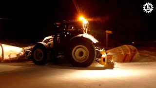 Snow clearing  Valtra N174 with front and sideplow [upl. by Lahey]