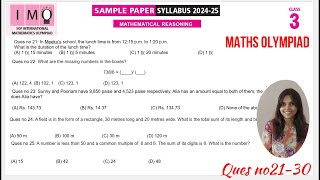 IMO Class 3 Maths Olympiad Sample Paper Ques no 2130  Maths Olympiad Mock Test for Class 3 [upl. by Etyam]