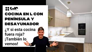 Cocina cashmere y madera en L con PENINSULA Cocinas CJR [upl. by Allez97]