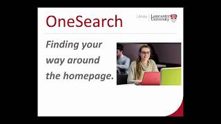 OneSearch Finding your way around the homepage [upl. by Drageruaeb700]