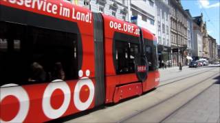 Linz Bombardier CityRunner trams  Straßenbahnen  Villamos [upl. by Simah]