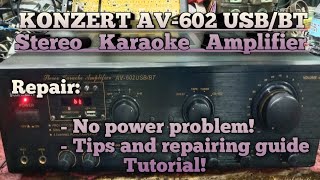 KONZERT AV602 USBBT Stereo Karaoke Amplifier Repair Thanks Po sa Nagregalo ng Digital Tester [upl. by Ecilahc578]