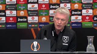 WEST HAM  Prematch press conference David Moyes Bayer Leverkusen v West Ham United [upl. by Ellennad]