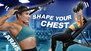 PERFECT CHEST SHOULDER amp TRICEP WORKOUT FOR WOMEN  Krissy Cela [upl. by Gula]