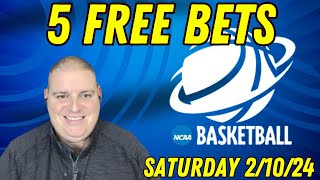 Saturday Free 5 NCAAB Picks amp Betting Predictions  21024 l Picks amp Parlays [upl. by Olshausen]