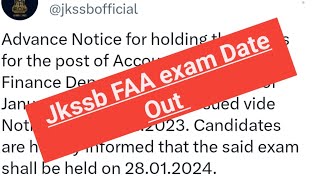 Jkssb FAA Exam Date Out 👉28 January 2024  All the best jkssbfaa [upl. by Ahsielat]