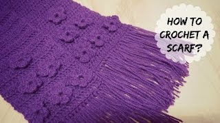 How to crochet flower stitch scarf Part  1  Crochet With Samra [upl. by Danyluk]