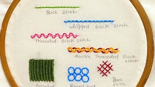 7 Back Stitch Variations  Back Stitch Tutorial  Hand Embroidery For beginners [upl. by Zandra]