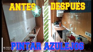 💥PINTAR AZULEJOS BAÑO o cocina antes y después con pintura para azulejos [upl. by Leena]