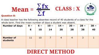 Exercise 141 Q no8 Class X NcertCbse Mathematics Mean by Direct Method [upl. by Lengel853]