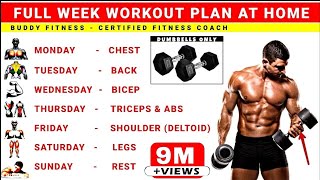 Full Week Workout Plan At Home With Dumbbells  No Gym Full Body Workout [upl. by Oiratno7]