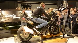 326BHP Kawasaki H2R spits flames on Dyno  Motorbeurs Utrecht HD 1080 [upl. by Rosemaria952]