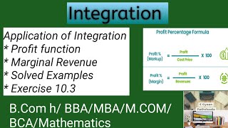 Application of Integration  Integration  Profit Function  MR MC MP  Exercise 103 Bcom hBCA [upl. by Ayekim]