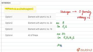 Which is a chalcogen  CLASS 12  HYDROGEN  OXYGEN  NITROGEN AND CHLORINE  CHEMISTRY  Doubt [upl. by Terrag]