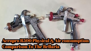 R500 Aeropro LVLP amp W400 Bellaria Air Consumption Test amp Physical Comparison Spray Gun [upl. by Eserehc]