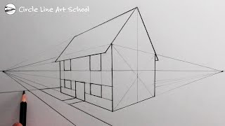 How to Draw a House using Two Point Perspective for Beginners [upl. by Ruyam]