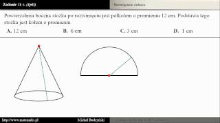 Zadanie 11c  matura z matematyki Stożek zestaw 1 [upl. by Corella]