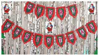 How To Make Easy DIY Merry Christmas Banner  Christmas Decorations Ideas  christmas crafts [upl. by Yklam]