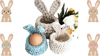 Crochet panier facile Débutants PANIER LAPIN crochet easter basket bunny [upl. by Zaccaria]