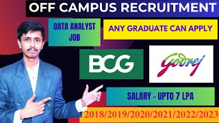 BCG Recruitment 2024 for Freshers  Godrej Recruitment 2024  Data Analyst Role for Freshers  Jobs [upl. by Frodina261]