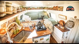 Her Bohemian Camper Van Tiny House  Solo Female Van Life On The Road [upl. by Ellinad]