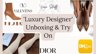 DHgate ‘Luxury Designer’ Unboxing amp Try On  Valentino Boots Dior Tights [upl. by Los]