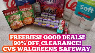 FREEBIES GOOD DEALS 90 OFF CLEARANCE CVS WALGREENS amp SAFEWAY [upl. by Vidda]