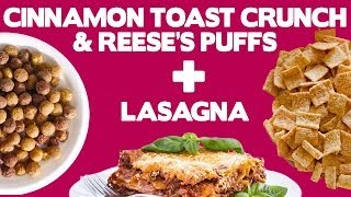 Cinnamon Toast Crunch amp Reeses Puffs Lasagna  Food Mashups [upl. by Yhtac]