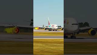 Engine Fire on the Biggest Airplane A380 landing [upl. by Nonnelg]