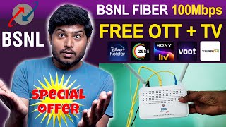 BSNL Fiber Broadband  100Mbps  Free OTT  TV Channels [upl. by Eimmit]