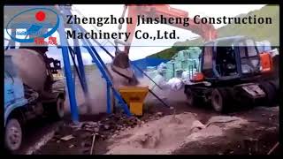 Onsite Operation of Jinsheng Concrete Mixing Machine JS500 Twin Shaft Concrete Mixer in Russia [upl. by Dnaletak263]