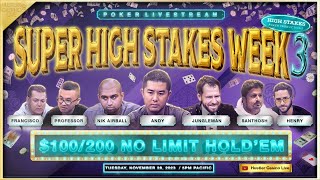 SUPER HIGH STAKES WEEK 100K Min Buyin Jungleman Andy Nik Airball Santhosh Professor [upl. by Llerat]