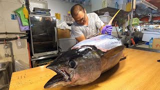 Bigeye Tuna Cutting Skills SashimiTuna Steaks  黃鰭鮪魚切割技巧 [upl. by Olecram]