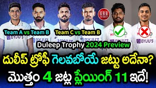 Duleep Trophy 2024 1st Round Preview amp Playing 11  Team A vs Team B Team C vs Team D  GBB Cricket [upl. by Oiralih]