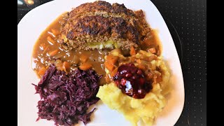 Sie haben Hackfleisch Saftiger Hackbraten ohne Ei mit Kartoffelbrei und Rotkraut lecker und einfach [upl. by Odraude]