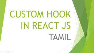 Custom Hook in React JS Explained in Tamil [upl. by Acimahs]