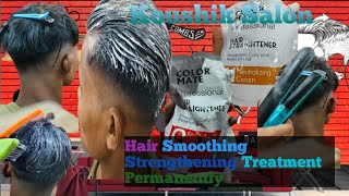 Hair Smoothing  Strengthening  Treatment Permanently full process  Koushik Salon youtube video [upl. by Ahsikam]