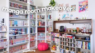 turning my manga room into a cozy manga cafe  manga room makeover [upl. by Arch]