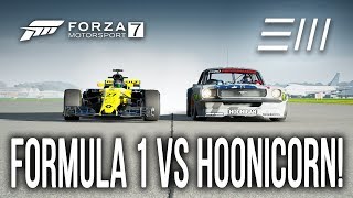 Forza 7  2017 quotFormula 1quot F1 vs quotHoonicornquot MUSTANG V2 CHALLENGE [upl. by Enahc]