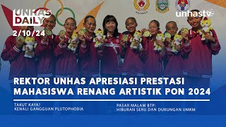 Unhas Daily 210  Rektor Unhas Apresiasi Prestasi Mahasiswa Renang Artistik PON 2024 [upl. by Droc]