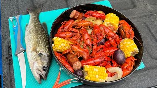 WILD CRAWFISH Trout and Bass Catch n Cook MUST TRY [upl. by Atina]