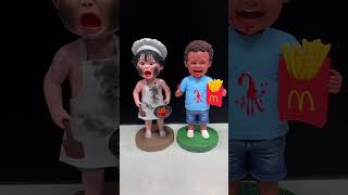 Cute Clay Bobbleheads ：Little Chefs and the French FryLoving Boy [upl. by Kafka658]