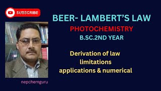 BeerLambertlawphotochemistrybsc2ndyearchemistry [upl. by Newlin]