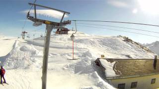 Eine Skiliftfahrt aus der Perspektive des Bügels GoPro Hero HD  Skilift Alpsu Sedrun [upl. by Adialeda]