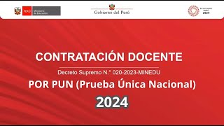 CONTRATO DOCENTE 2024 por PUN Prueba Única Nacional [upl. by Wollis226]