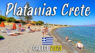 Platanias Crete Chania walking tour 4k Kreta Greece 2023 [upl. by Parfitt]