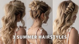 3 EASY SUMMER HAIRSTYLES  5 TIPS FOR THICKERLOOKING HAIR 💕with Grow Gorgeous [upl. by Adnovaj]