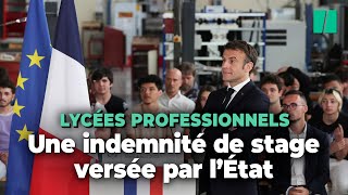 Lycées professionnels  Emmanuel Macron dévoile combien l’État donnera aux élèves en stage [upl. by Darya]