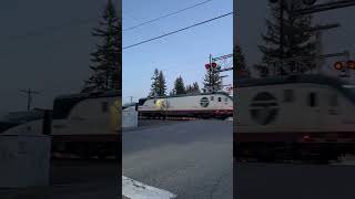 Amtrak Cascades Talgo 8 train set rolling through Marysville WA shorts [upl. by Nowell768]